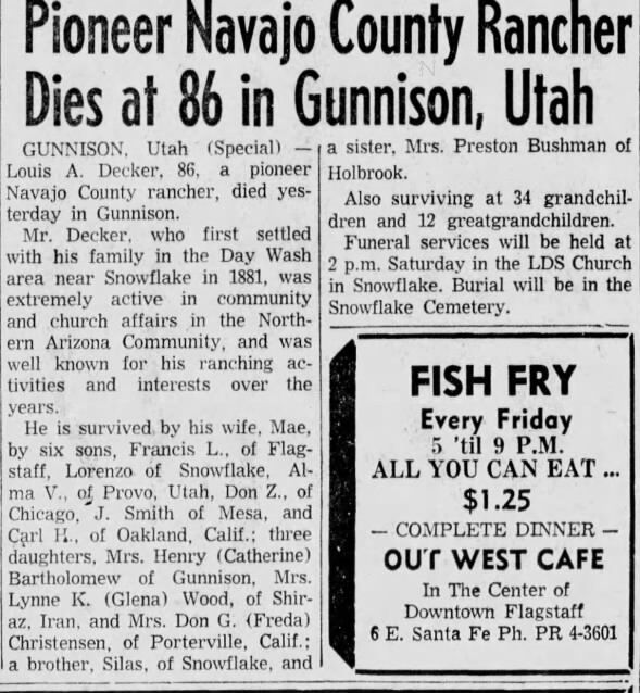 Obituary for Louis A. Decker (Aged 86)